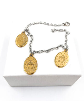 LD007 PULSERA 3 MEDALLAS DE LA VIRGEN DEL CARMEN