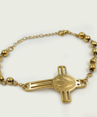 LD202201-12 PULSERA ACERO DORADA V. MILAGROSA